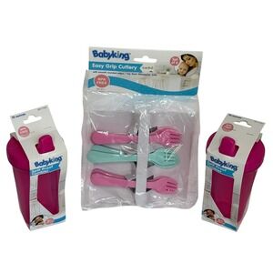 Babyking Feeding Set 2 Spill Proof 10oz Tumblers & 6pc Easy Grip Cutlery